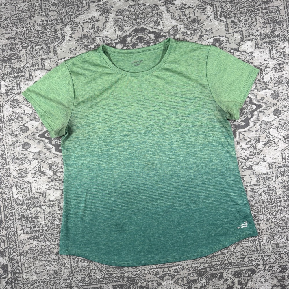 BCG T-Shirt Women's Large Green Ombre Crew Neck Short Sleeve Athletic Active Top